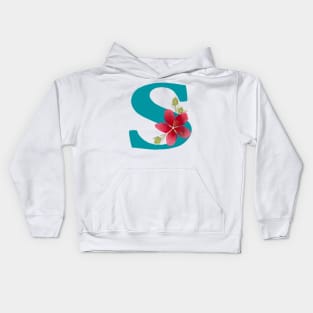 Fonts n Flowers with the Letter S by MarcyBrennanArt Kids Hoodie